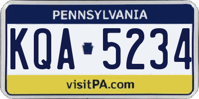 PA license plate KQA5234