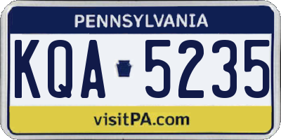 PA license plate KQA5235