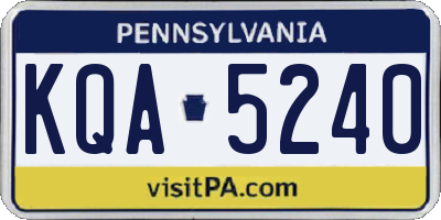 PA license plate KQA5240