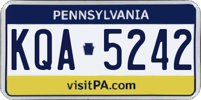 PA license plate KQA5242