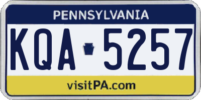 PA license plate KQA5257