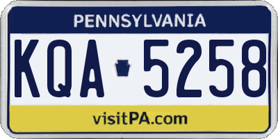 PA license plate KQA5258