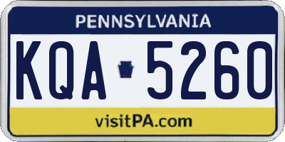 PA license plate KQA5260