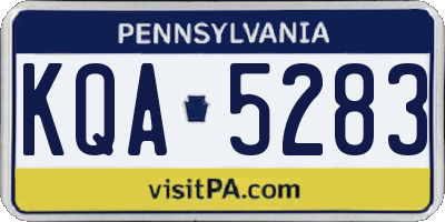 PA license plate KQA5283
