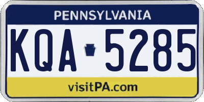 PA license plate KQA5285