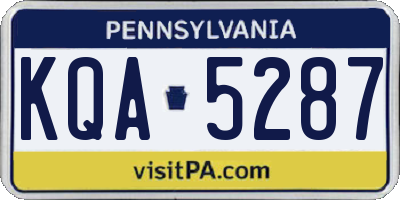 PA license plate KQA5287