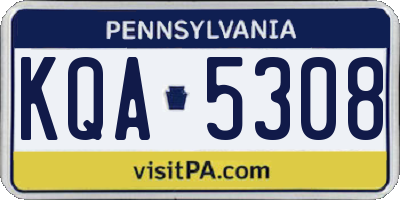 PA license plate KQA5308