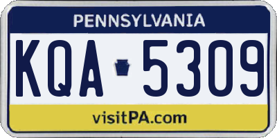PA license plate KQA5309