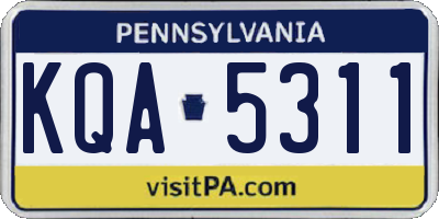 PA license plate KQA5311