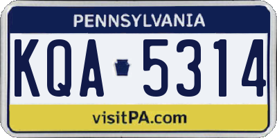 PA license plate KQA5314