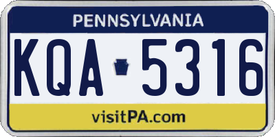 PA license plate KQA5316