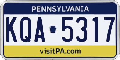 PA license plate KQA5317