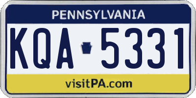 PA license plate KQA5331