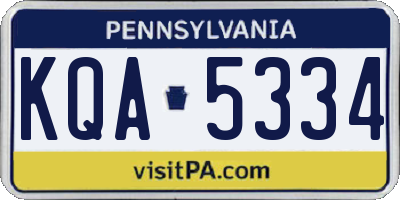 PA license plate KQA5334