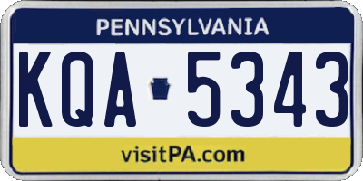 PA license plate KQA5343