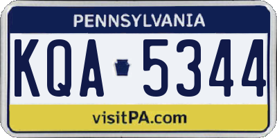 PA license plate KQA5344
