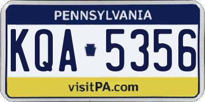 PA license plate KQA5356