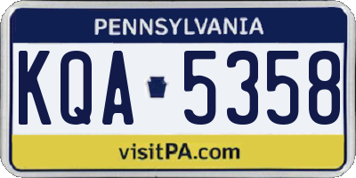 PA license plate KQA5358