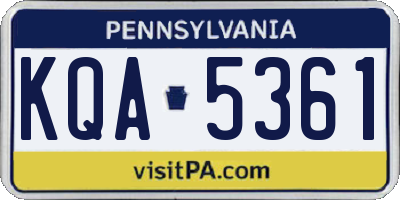 PA license plate KQA5361