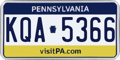 PA license plate KQA5366