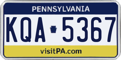 PA license plate KQA5367