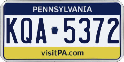 PA license plate KQA5372
