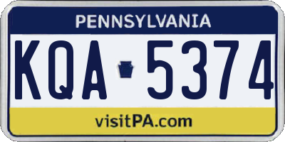 PA license plate KQA5374