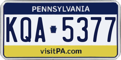 PA license plate KQA5377