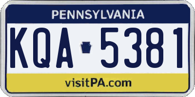 PA license plate KQA5381