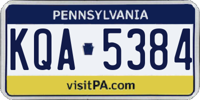 PA license plate KQA5384