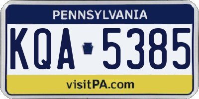 PA license plate KQA5385