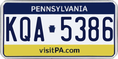 PA license plate KQA5386
