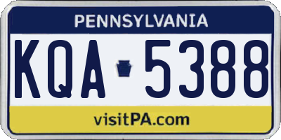 PA license plate KQA5388