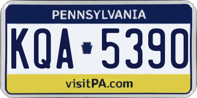 PA license plate KQA5390