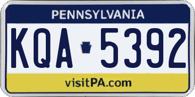 PA license plate KQA5392