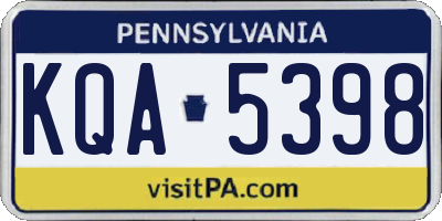 PA license plate KQA5398
