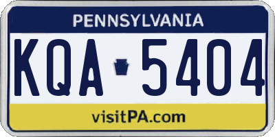 PA license plate KQA5404