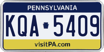 PA license plate KQA5409
