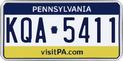 PA license plate KQA5411