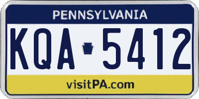 PA license plate KQA5412