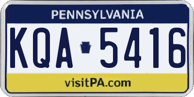 PA license plate KQA5416