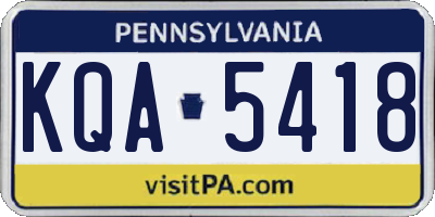 PA license plate KQA5418