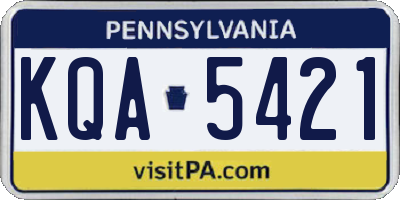 PA license plate KQA5421