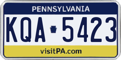 PA license plate KQA5423