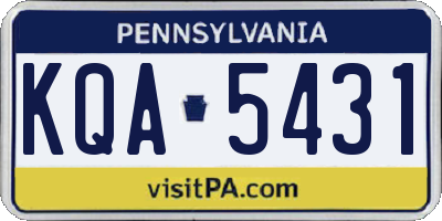 PA license plate KQA5431