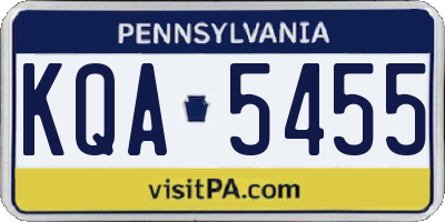 PA license plate KQA5455