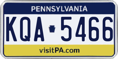 PA license plate KQA5466