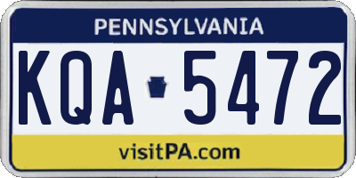 PA license plate KQA5472