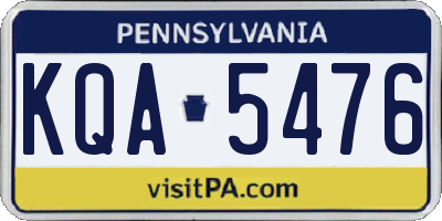 PA license plate KQA5476