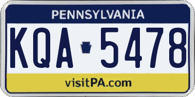 PA license plate KQA5478
